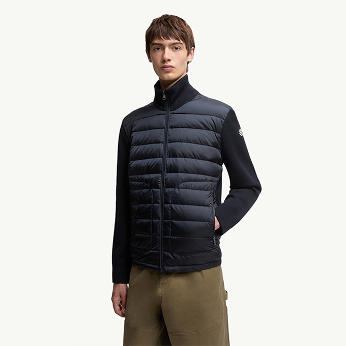 moncler cardigan wool blend zip down jacket